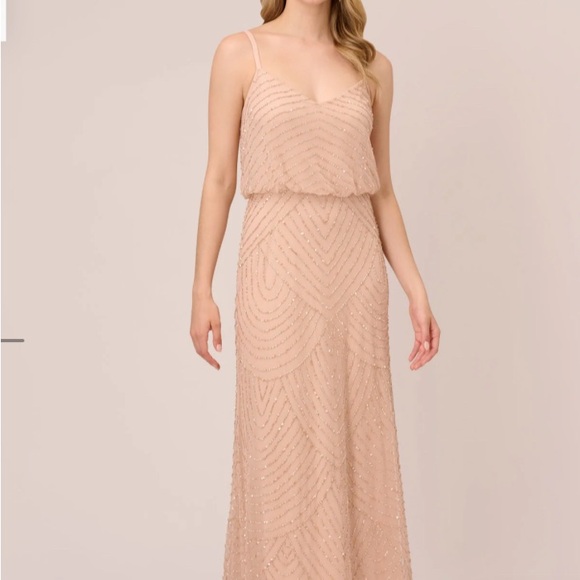Elegant Beaded Spaghetti Strap Full Length Dress - Picture 1 of 7
